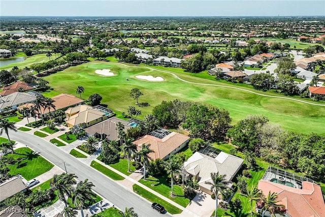 bird's eye view featuring a residential view and golf course view