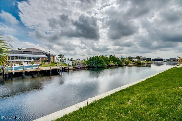 view of water feature featuring a boat dock