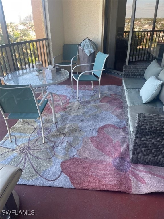 balcony with a patio area