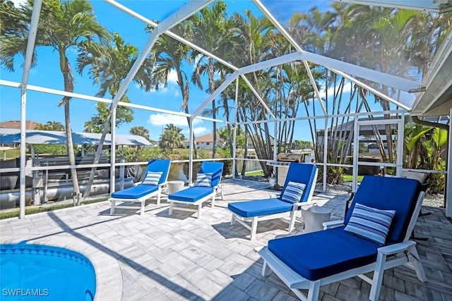 view of patio / terrace with glass enclosure