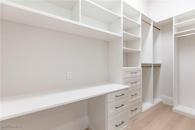 spacious closet with light wood-type flooring