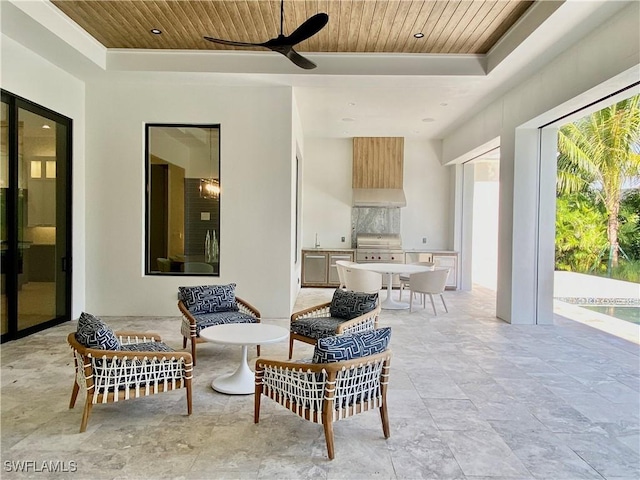770 Port Side Dr, Naples, FL 34103 - view of patio / terrace featuring exterior kitchen, a ceiling fan, and outdoor dining area
