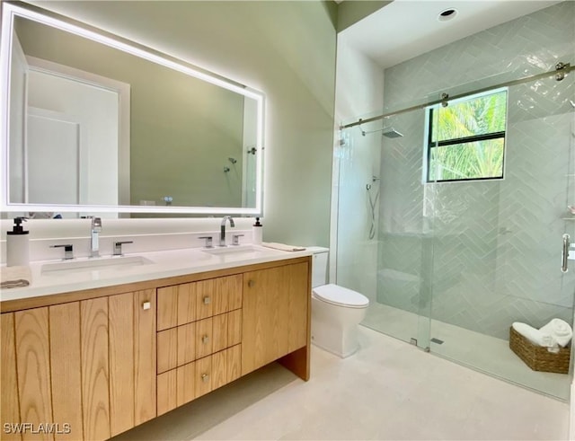 770 Port Side Dr, Naples, FL 34103 - bathroom featuring double vanity and a shower stall