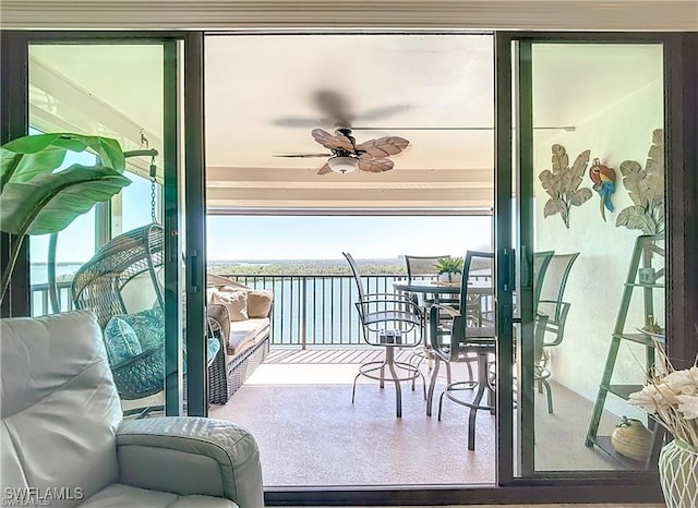 balcony with a water view