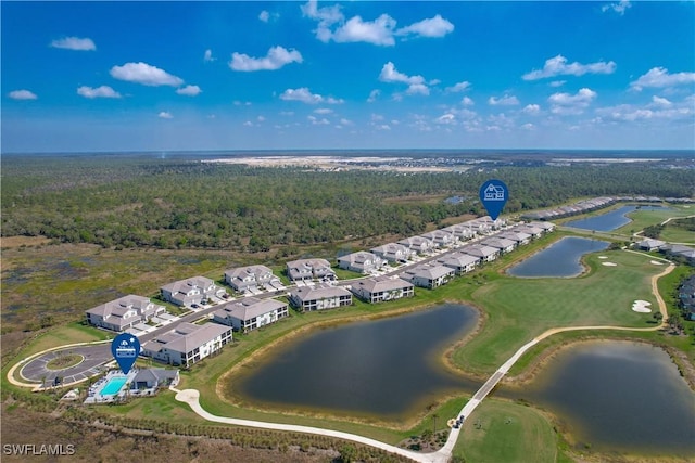 43333 Water Bird Way Unit 4821, Punta Gorda, FL 33982 - aerial view of residential area with a large body of water, a forest, and a golf course