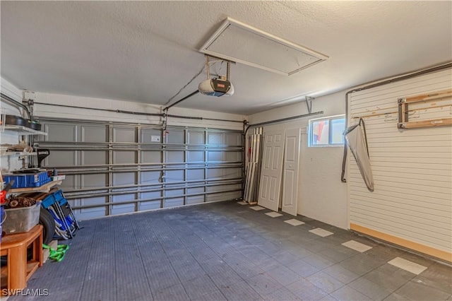 garage with a garage door opener