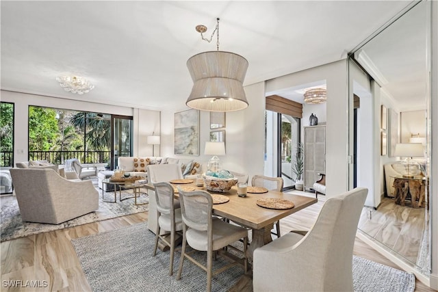 dining room with a wealth of natural light and wood finished floors