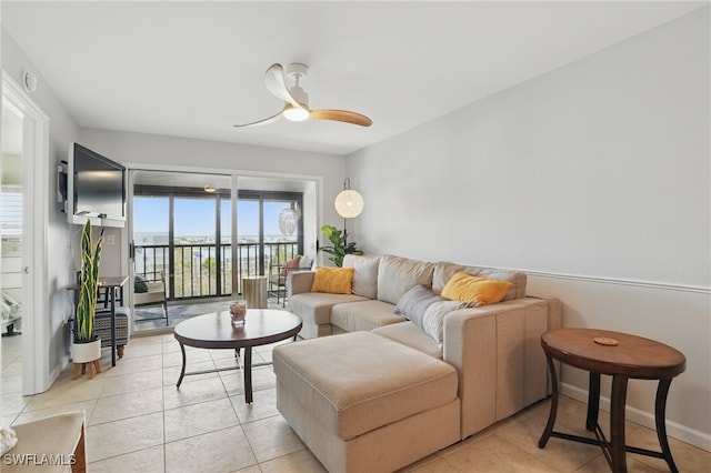 6891 Estero Blvd Unit 362, Fort Myers Beach, FL 33931 - living area featuring ceiling fan and light tile patterned floors