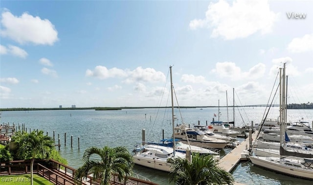 view of water feature featuring a boat dock