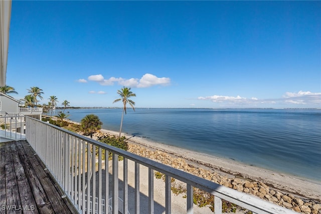 property view of water with a beach view