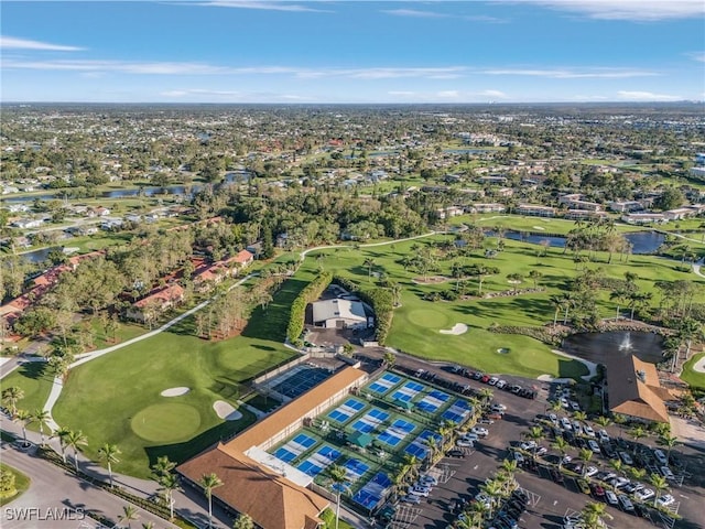 birds eye view of property featuring golf course view