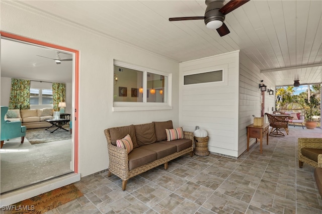 view of patio / terrace featuring outdoor lounge area and ceiling fan