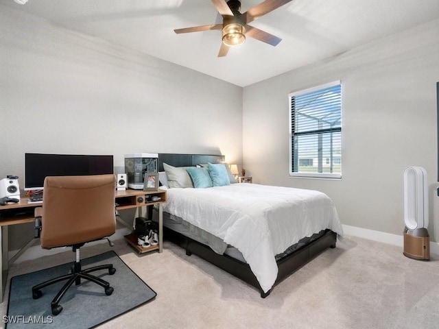 509 SW 8th Ct, Cape Coral, FL 33991 - bedroom featuring carpet, an office area, a ceiling fan, and baseboards