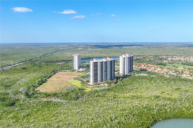 aerial view with a city view