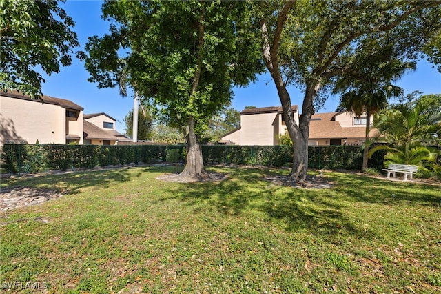 view of yard with a fenced backyard