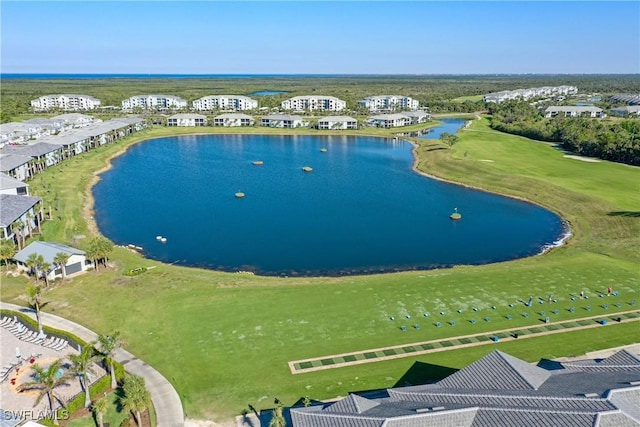 bird's eye view featuring a water view