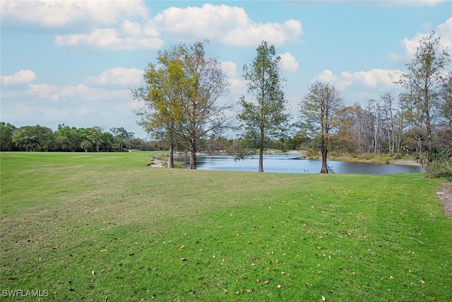 view of yard featuring a water view