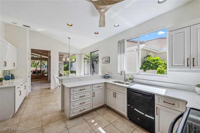 27145 Lost Lake Ln, Bonita Springs, FL 34134 - kitchen featuring a sink, range, plenty of natural light, and lofted ceiling