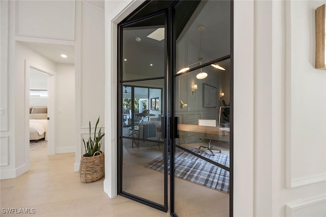 entryway with light wood-type flooring