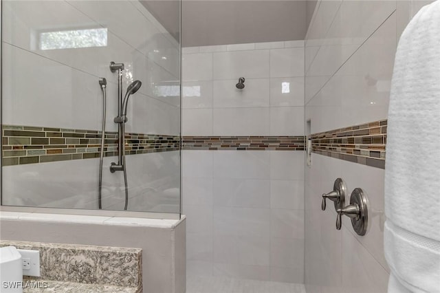 bathroom featuring walk in shower