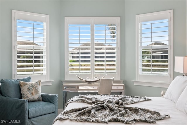 bedroom with multiple windows