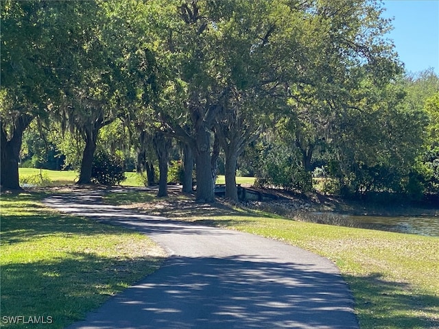 view of street featuring a water view