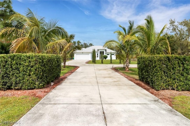 view of property's community with concrete driveway and an attached garage