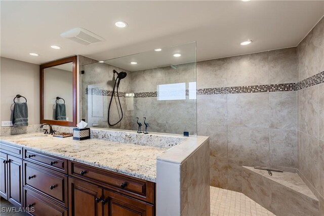 720 S Collier Blvd Unit 1007, Marco Island, FL 34145 - full bath featuring a walk in shower, vanity, and recessed lighting