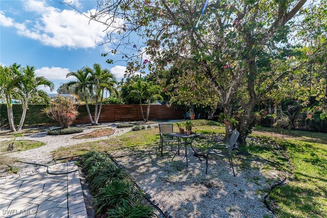 view of yard featuring a fenced backyard and a patio