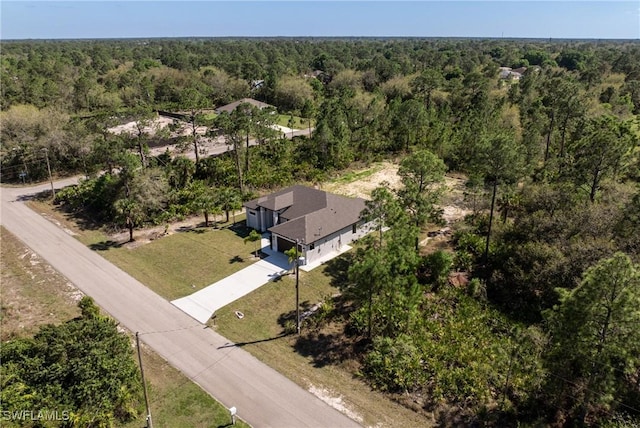 aerial view with a forest view