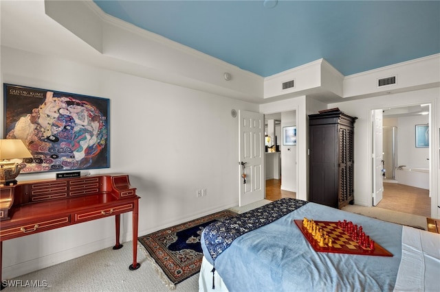 bedroom featuring carpet flooring, visible vents, and baseboards