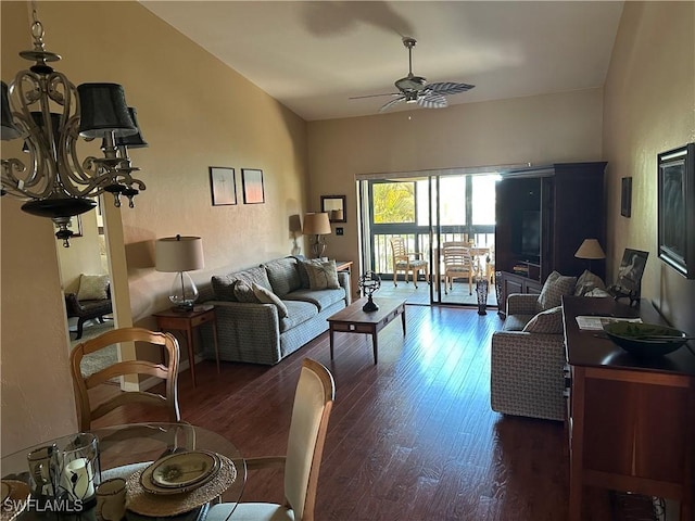 11570 Caravel Cir Unit 2022, Fort Myers, FL 33908 - living room with ceiling fan and wood finished floors