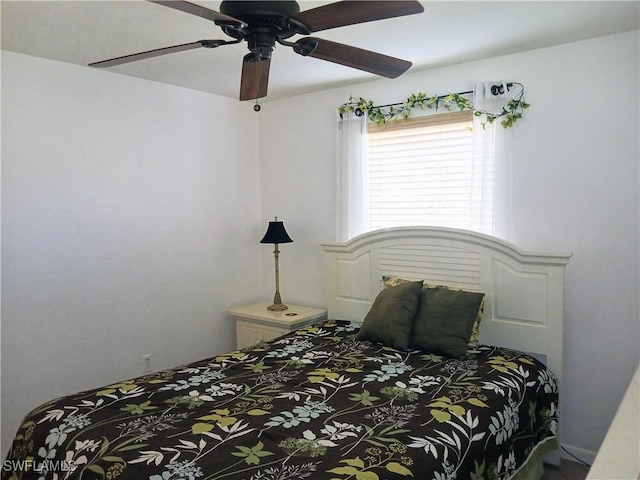 bedroom featuring ceiling fan