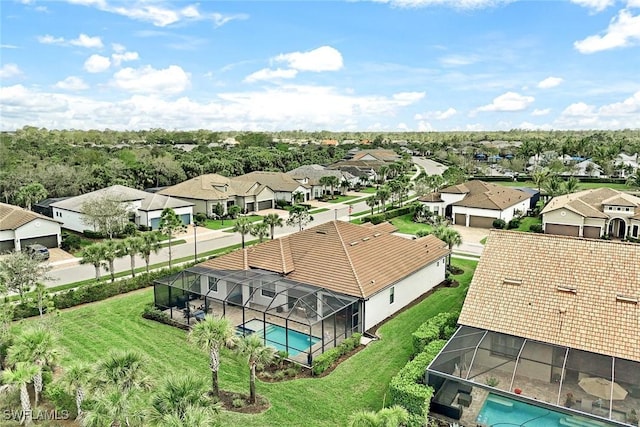 bird's eye view with a residential view