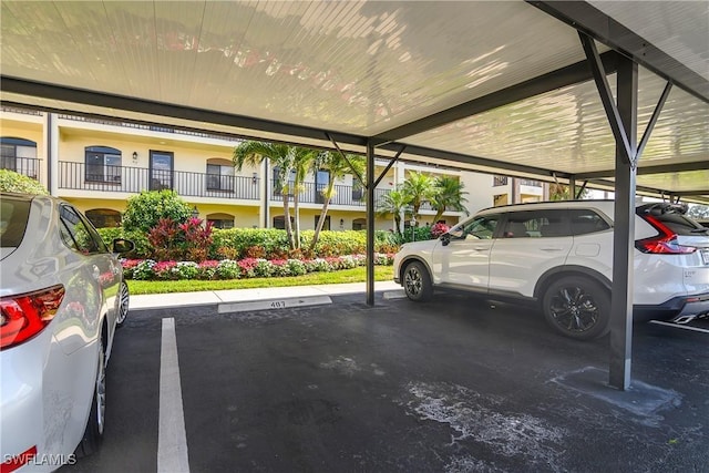 view of covered parking lot