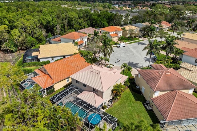 aerial view with a residential view