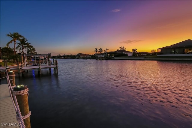 view of water feature featuring a dock