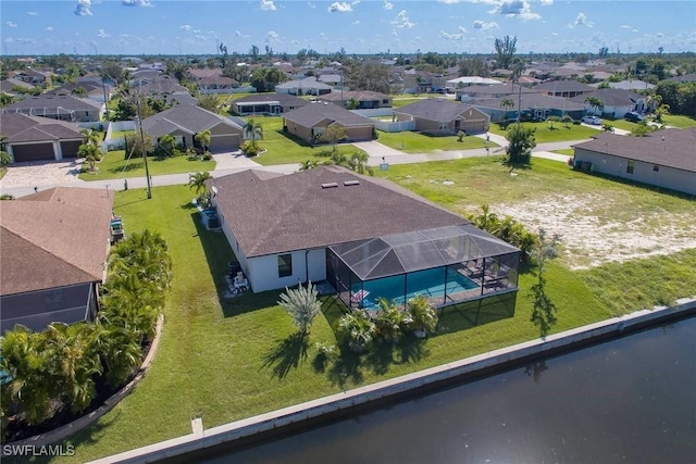 drone / aerial view with a residential view