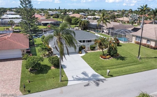 drone / aerial view with a residential view