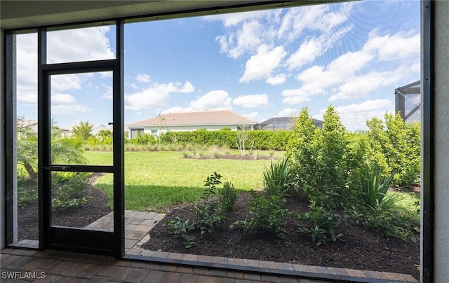 interior space featuring glass enclosure