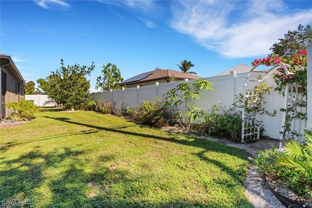 view of yard featuring a fenced backyard