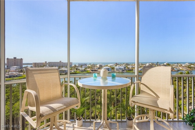 balcony with a water view