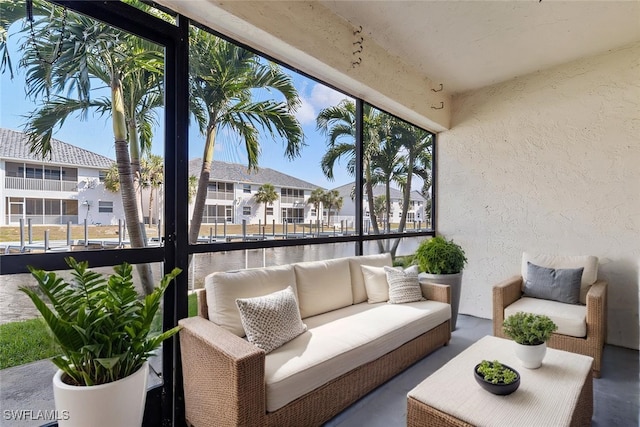 719 SW 47th Ter Unit 101, Cape Coral, FL 33914 - sunroom with an outdoor hangout area and a residential view
