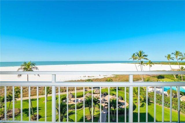 water view with a view of the beach