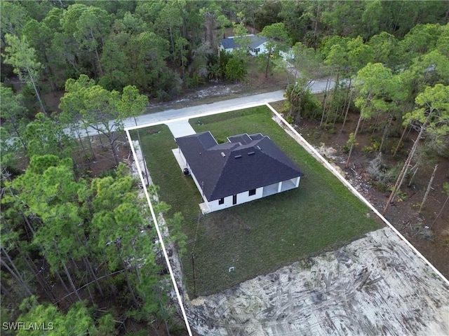 aerial view with a forest view