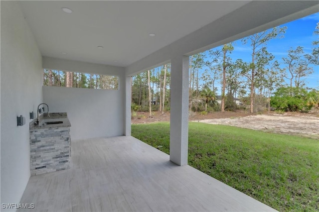 view of patio / terrace with a sink