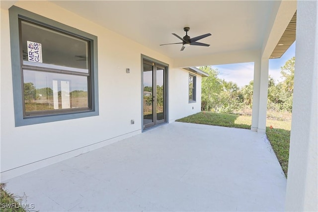 view of patio / terrace featuring a ceiling fan