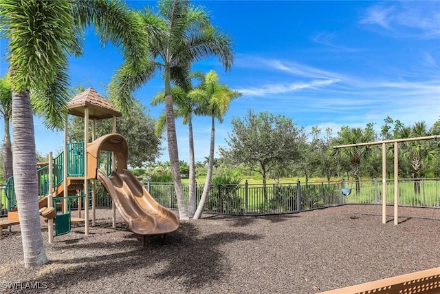 community play area featuring fence