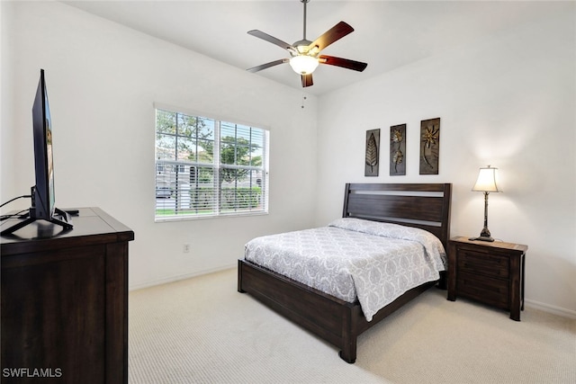 18911 Bay Woods Lake Dr Unit 101, Fort Myers, FL 33908 - bedroom with ceiling fan, baseboards, and light colored carpet