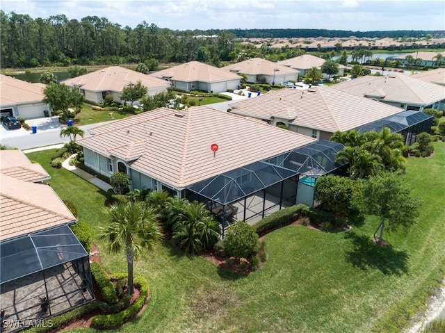 drone / aerial view with a residential view